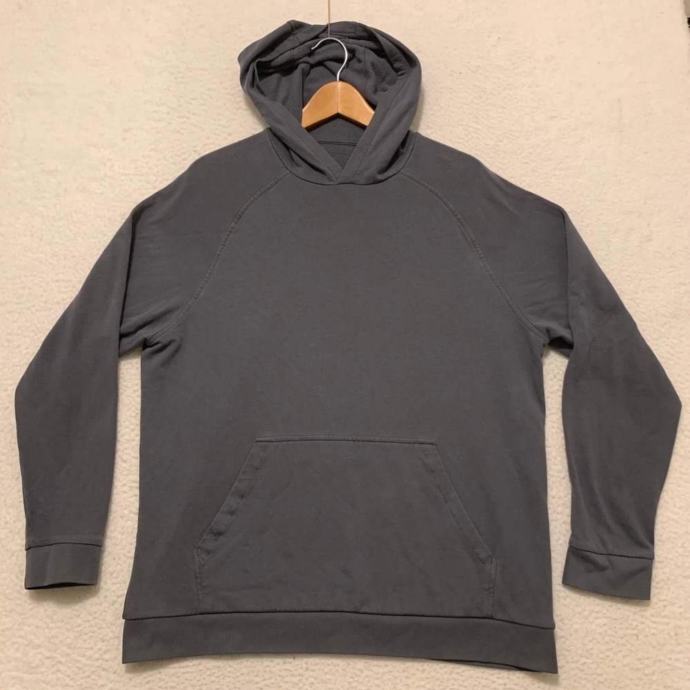 Free Fly Bamboo Lightweight Fleece Hoodie Mens M/L Pullover Raglan Pocket Gray